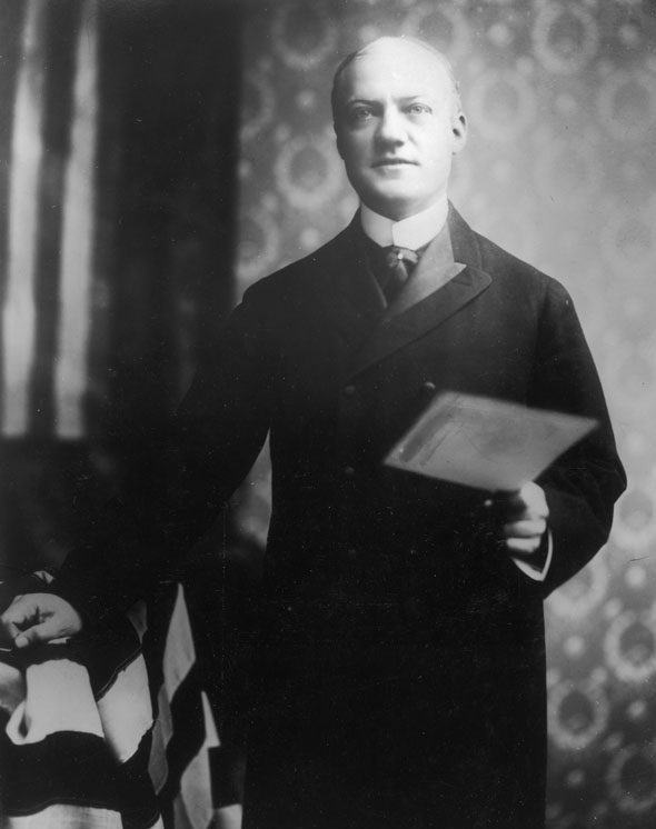 Governor Heber Wells holding the inaugural address.